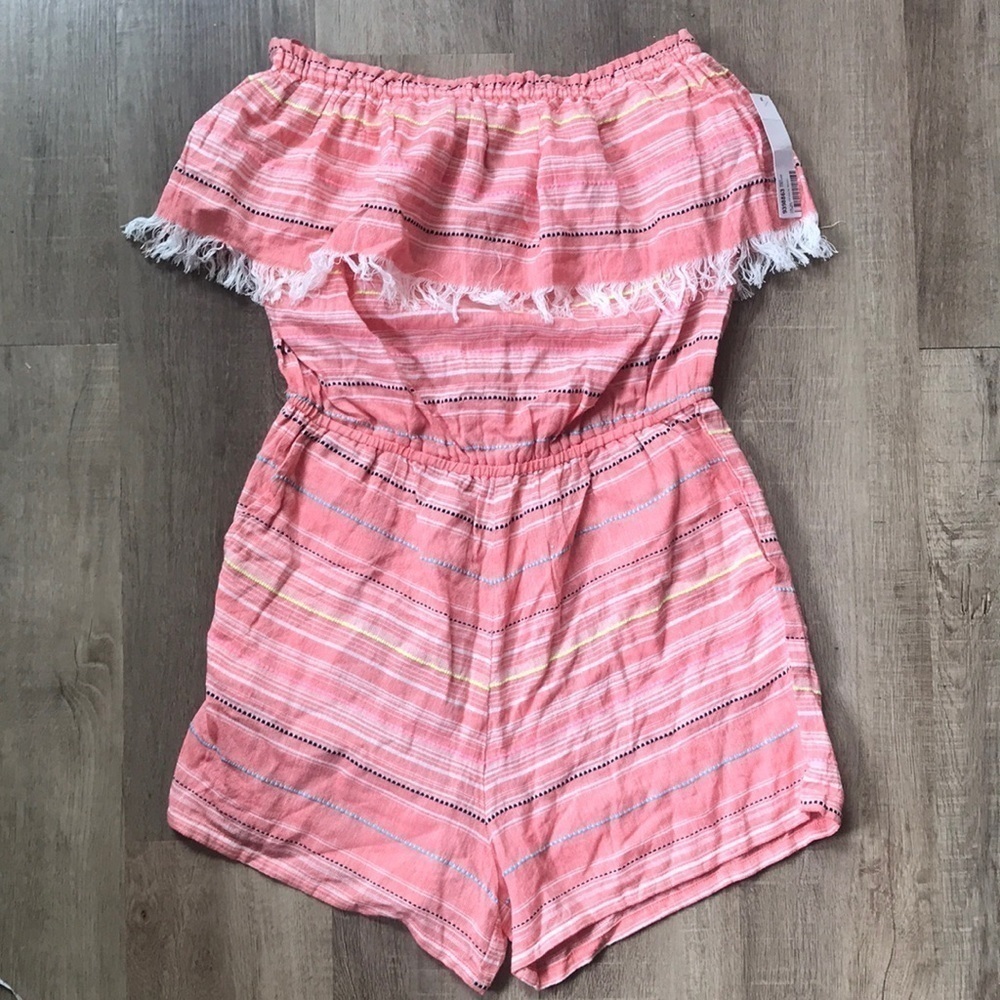 NWT Strapless frayed trim boho festival party romper xs